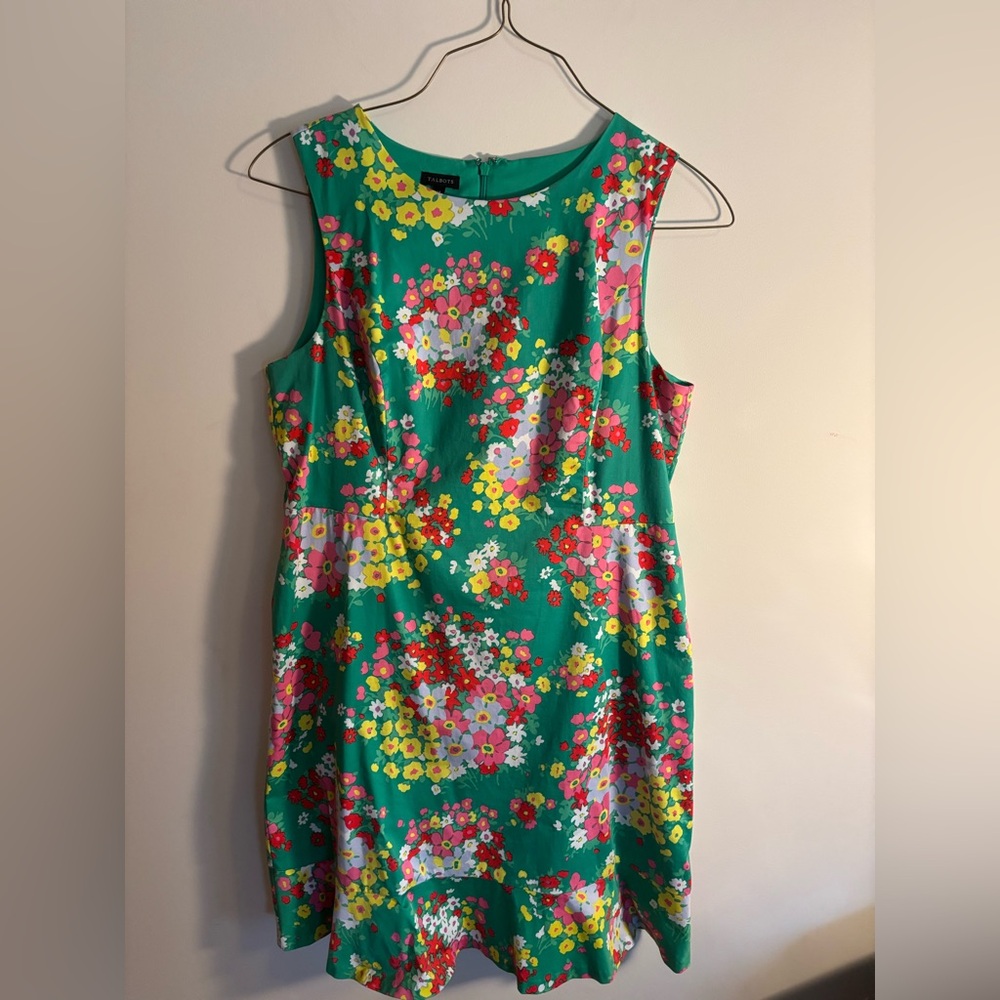 Talbots Floral Green Sleeveless Dress